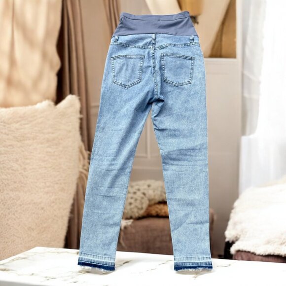 Women's Maternity Jeans Size Small Over Belly Skinny Stretchy Denim Pants Comfy - Picture 10 of 14